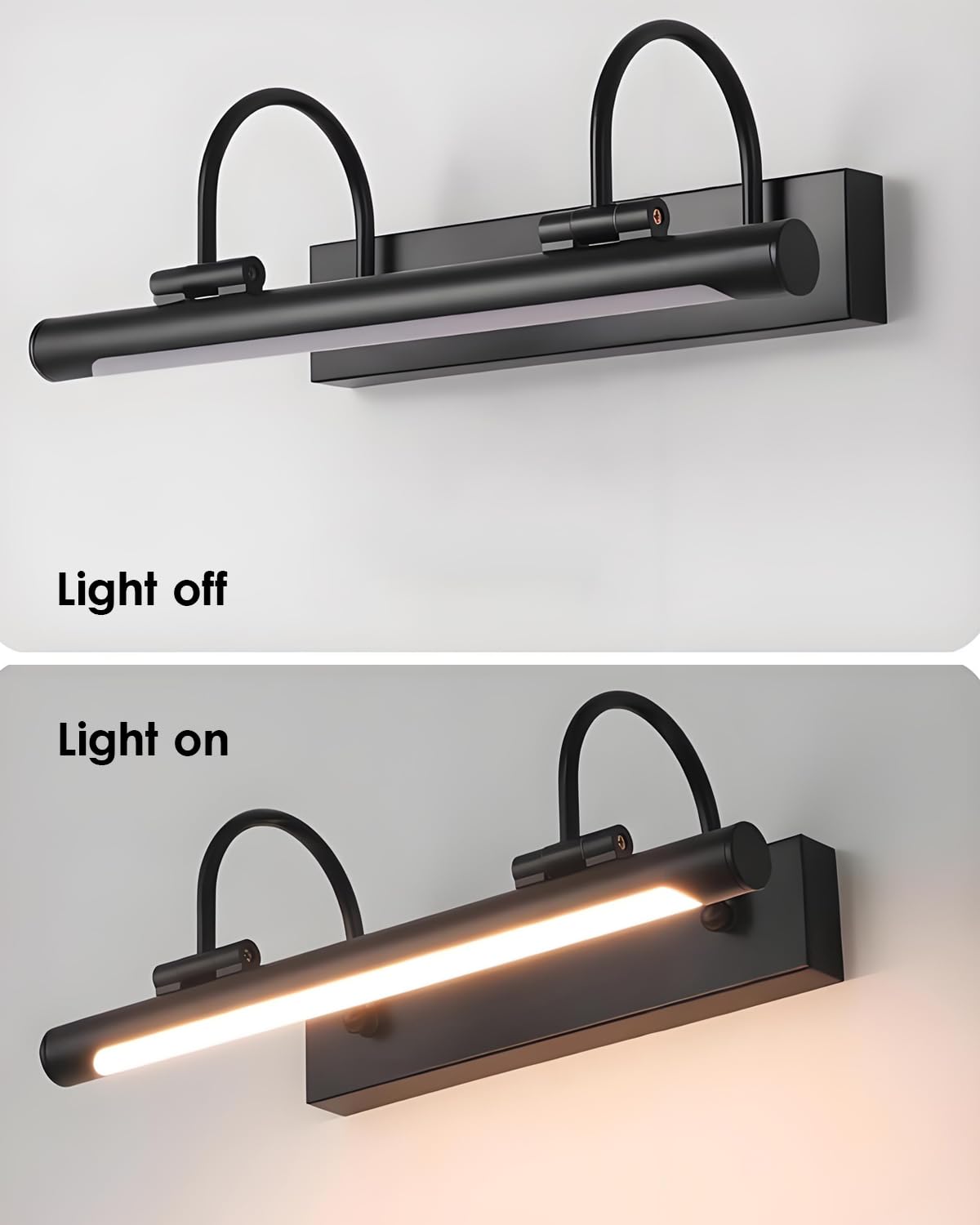 ACMHNC Bilderleuchte Schwarz - 43cm Bilderlampe Klassisch Retro - 8W LED Museumsqualität UV-Frei & 3000K - IP44 Bildbeleuchtung - Für Bilder, Spiegel, Flur, Bar, Hotel - Beleuchtung