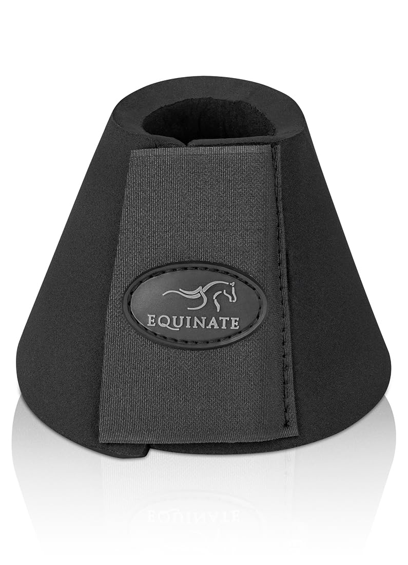 Equinate Hufglocken Denver XXL Schwarz - Robuste und stoßdämpfende Neopren Springglocken - Hufschutz für Training und Turniere - 2er Set