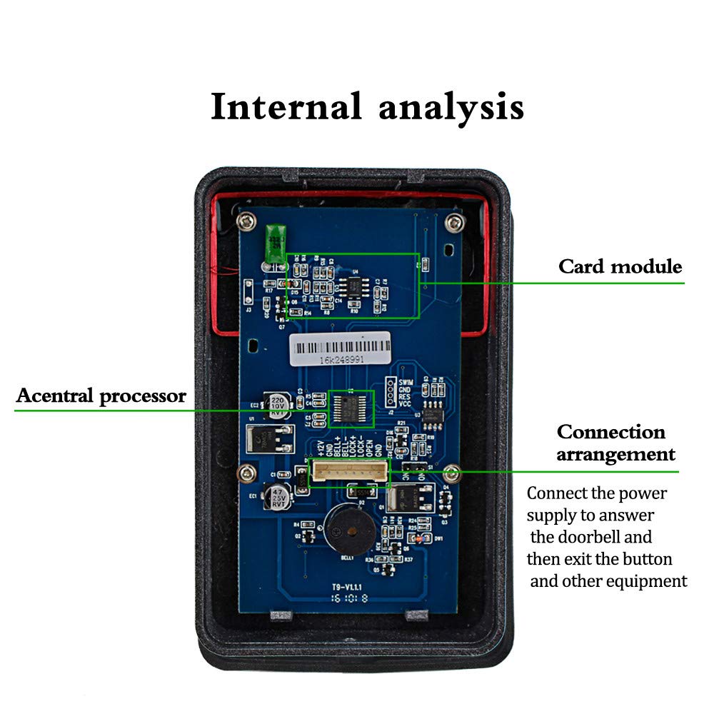 KDL Kit Complet de système de contrôle d'accès RFID Clavier Autonome avec Verrouillage de gâche électrique de Type NO, Alimentation DC12V / 3A, Interrupteur de Porte, 10pcs étiquettes de clé RFID