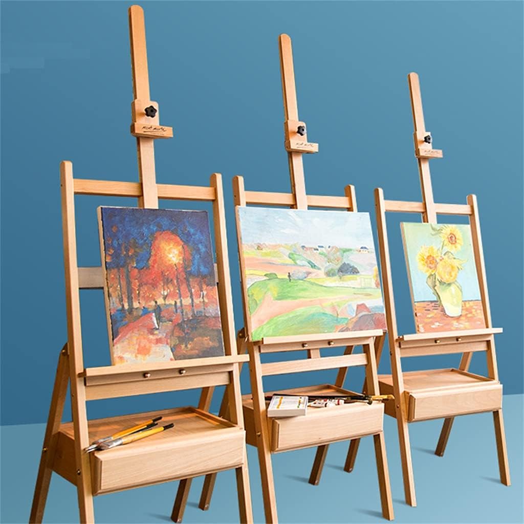 HBJWOV Adjustable Beech Easel for The Artist Painting Sketch Easel Drawing Table Box Oil Paints Easel Table Art Supplies for Painting