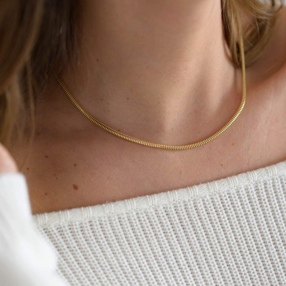MATERIA 925 Silber Schlangenkette Gold - Damen Halskette Collier vergoldet 2,7mm in 40-80 cm + Box #K54