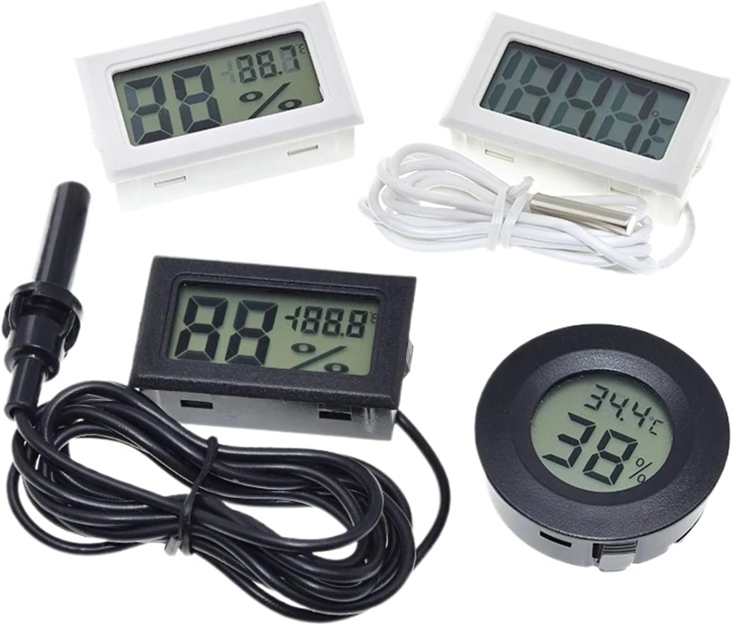 Mini Digital Thermometer Temperature - 50-110℃ Refrigerator Indoor and Outdoor Probe 1Pcs(FY-11 White)