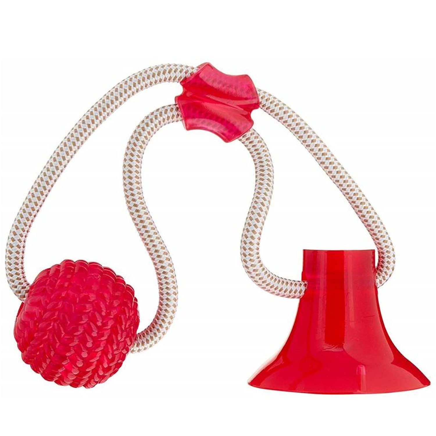 emily pets Dog Chew Toy, Durable Dog Tug Rope Ball Toy with Suction Cup, Safe Pet Molar Chew Toys Soft Dental Care TPR Ball for Dog and Puppy Tooth Cleaning, Chewing Playing (Red) (B0C6K15FQP) Amazon Price History, Amazon Price Tracker