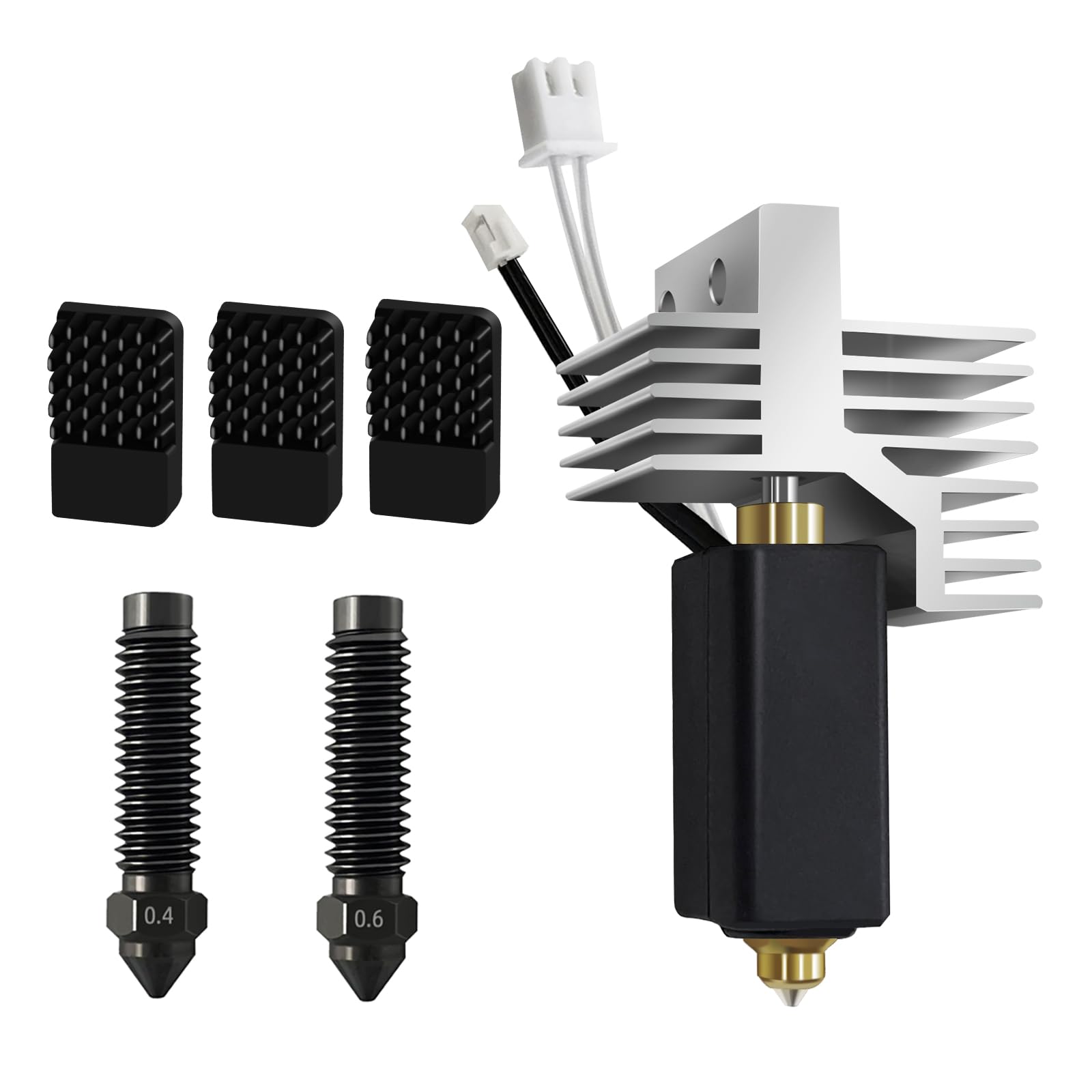 IdeaFormer Centauri - Set di 6 hotend in carbonio per Elegoo, estrusore testina di stampa hot end con ugello in acciaio temprato da 0,4 mm e 0,6 mm, 3 spazzole per Elegoo Centauri Carbon