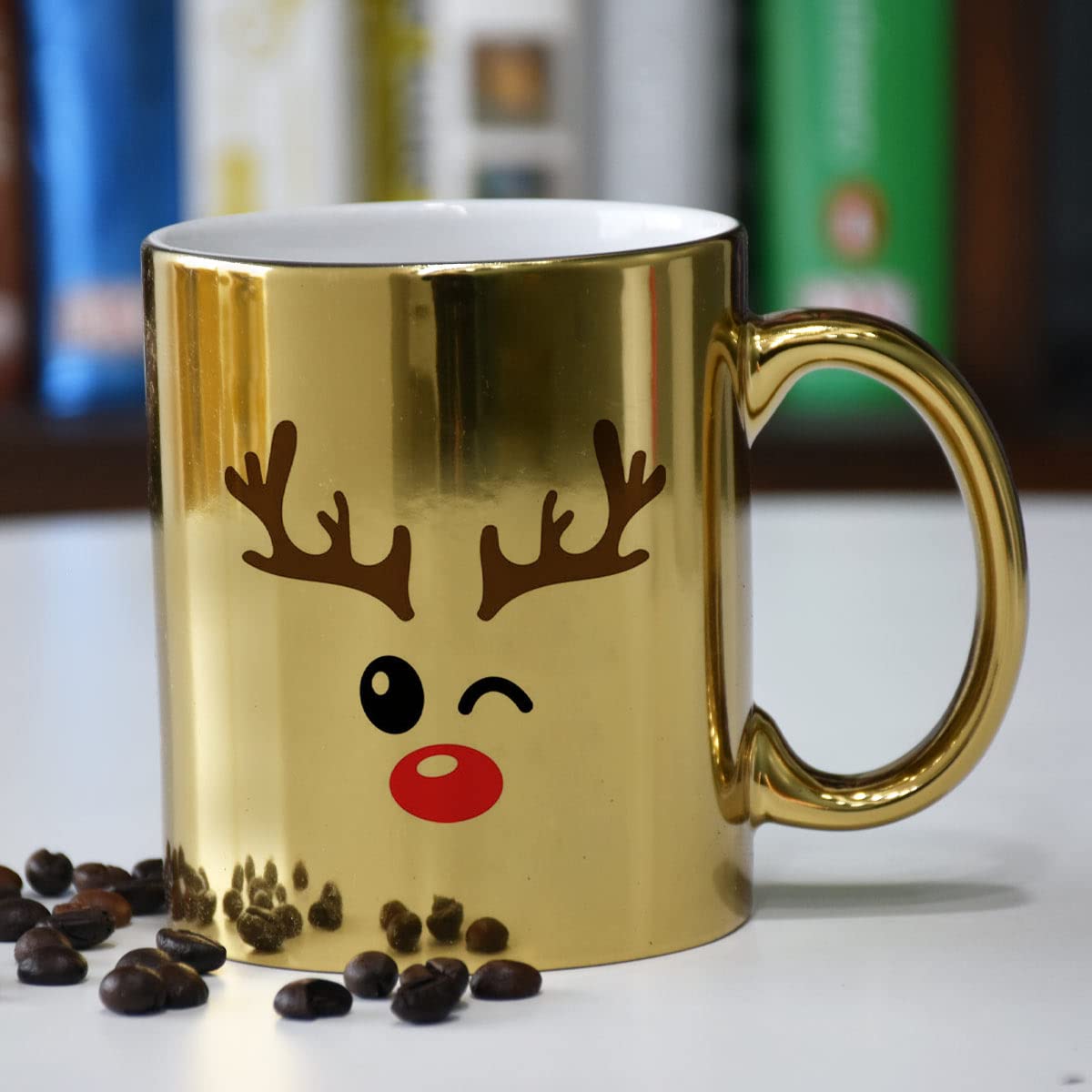 Giftcart Reindeer Christmas Theme Ceramic Golden Mug for Friends and Family | Gift on Christmas for Family and Best Friends (300ml Matte Christmas Mug) Giftcart Reindeer Christmas Theme Ceramic Golden Mug for Friends and Family | Gift on Christmas for Family and Best Friends (300ml Matte Christmas Mug)