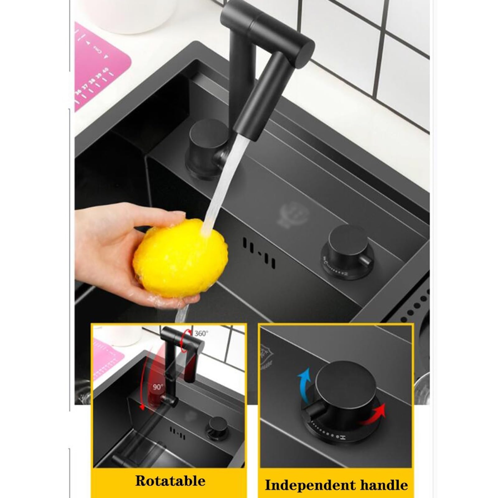 Fregadero Individual Oculto con Grifo Plegable y lavavasos para Restaurante, cafetería, Bar, encimera de Cocina, Lavado de Verduras, Piscina.