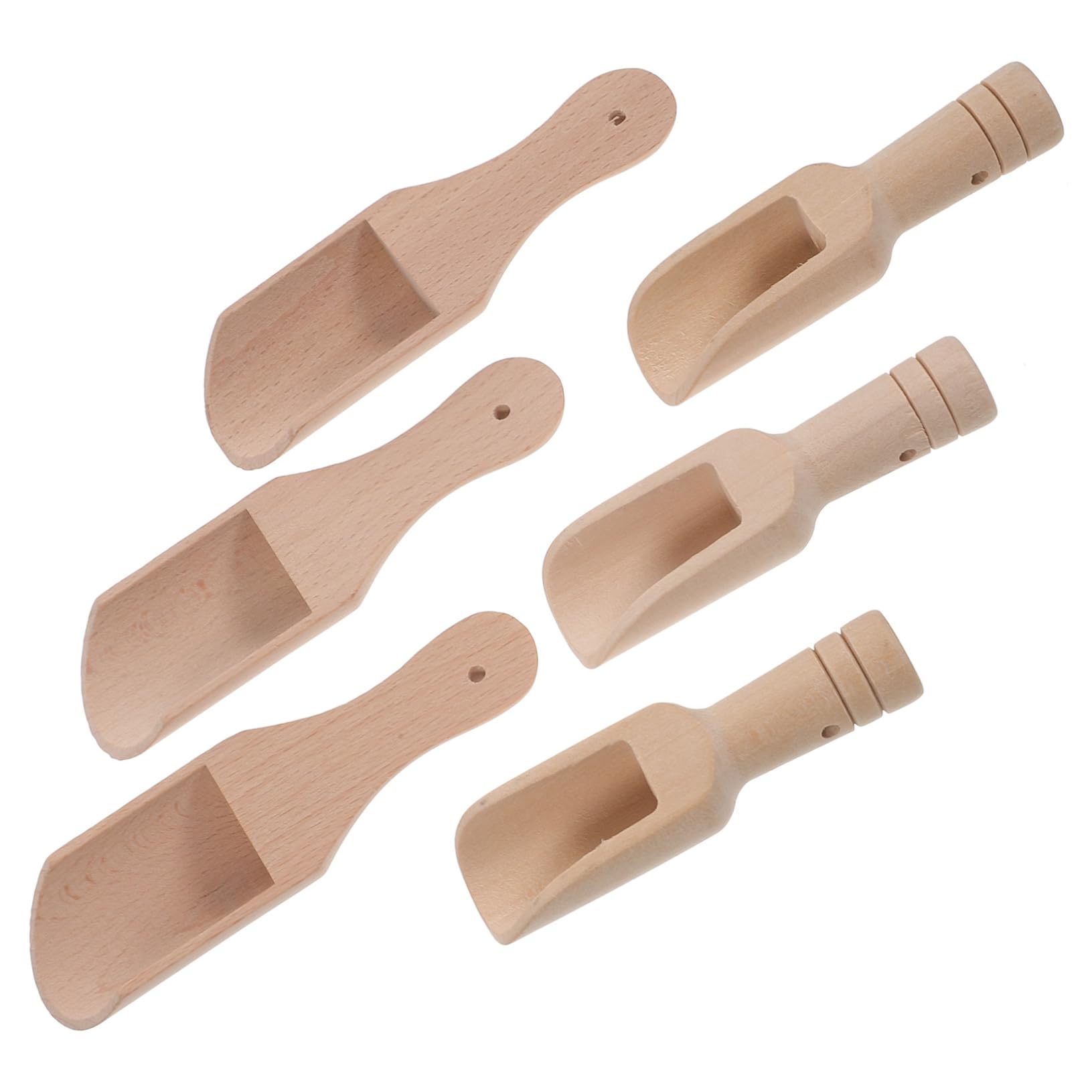 Ciieeo 6Pcs Wooden Spoons Multi Function Tea Scoops for Spices and Seasonings Convenient Small Spoons for Cooking and Serving Beech and Cedar Wood Options