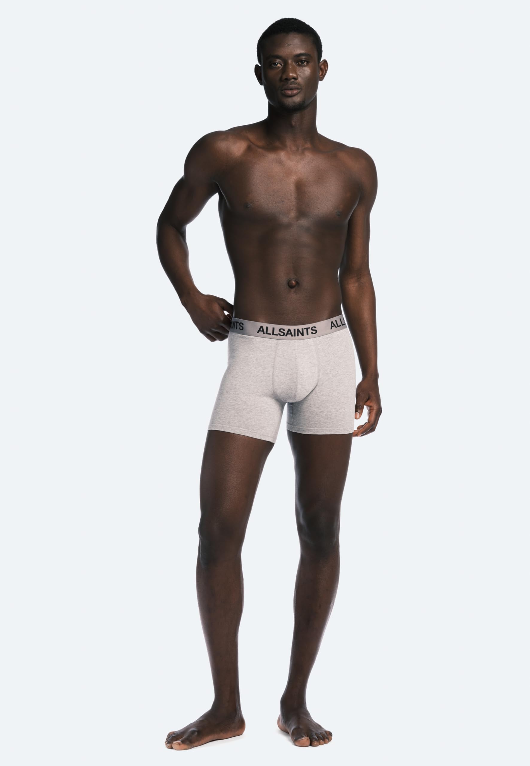 AllSaints Boxer Uomo con Tasca Sagomata, Bianco