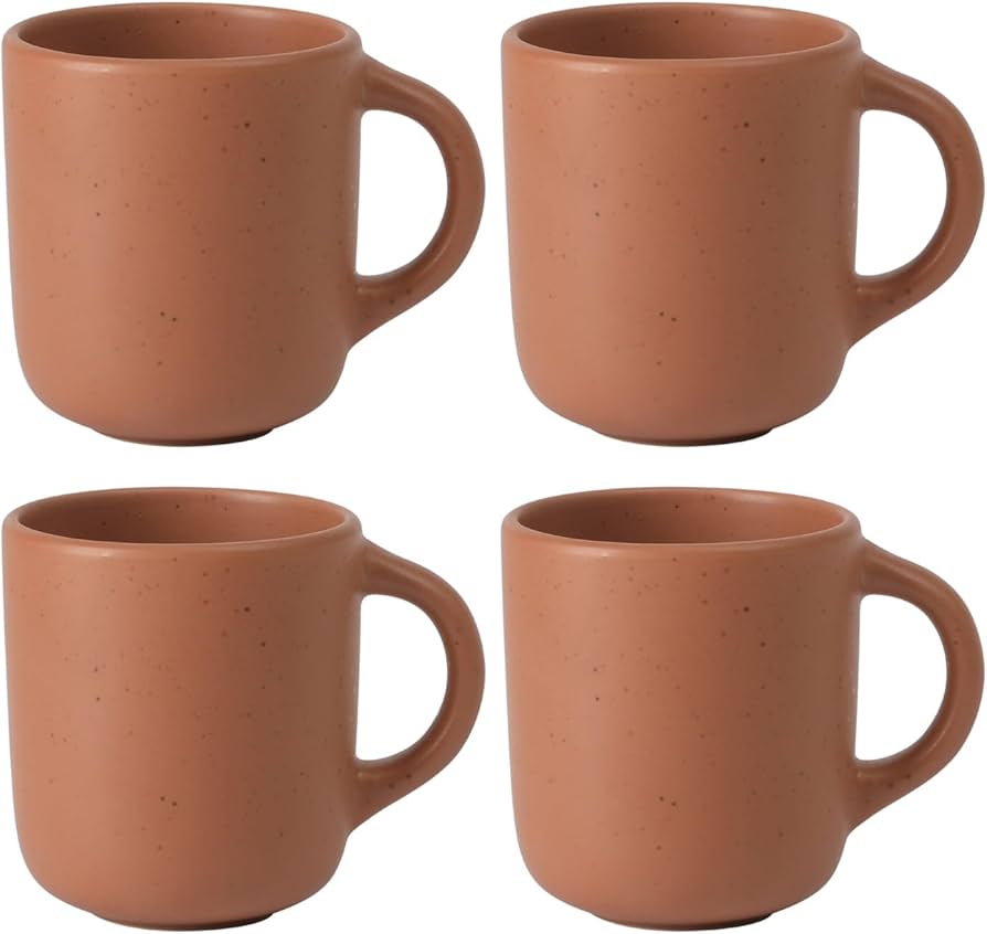 Oprah's Favorite Things - Corsica Clay 4 Piece Mug Set - Burnt Apricot Terracotta