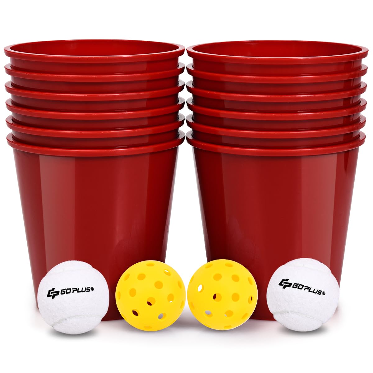 Jeu De Beer Pong Géant - 12 Gobelets 1L Et 2 Balles Surdimensionnées, Le Classique Des Soirées Entre Adultes