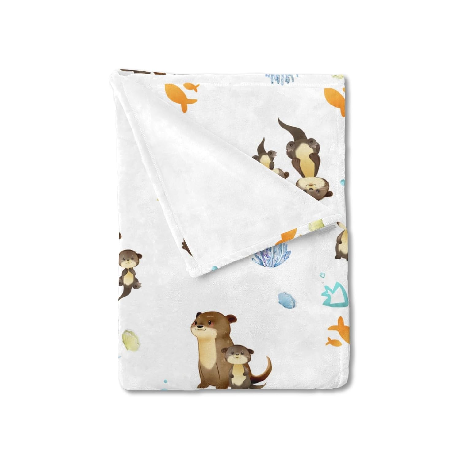Baby Cute Sea Otter Blanket for Boy Girl Cute Animals Family Soft Swaddle Blanket Cartoon Sea Animals Unisex Receiving Blankets Flannel Baby Nursery Toddler Bed Blanket Crib Cover Playmat 40x50