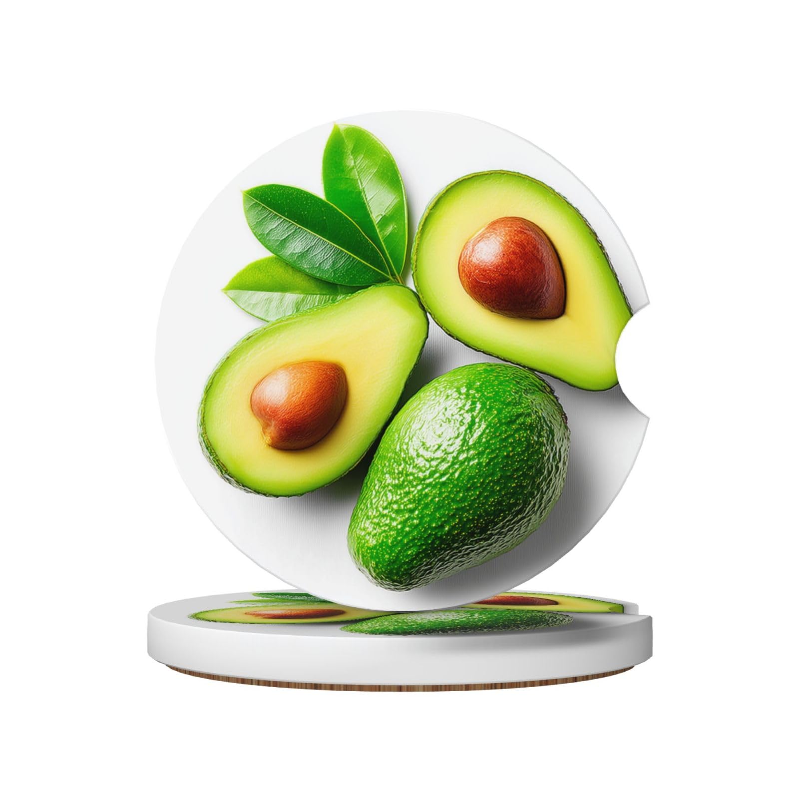 Avocado On White Ceramic Coasters,2pcs