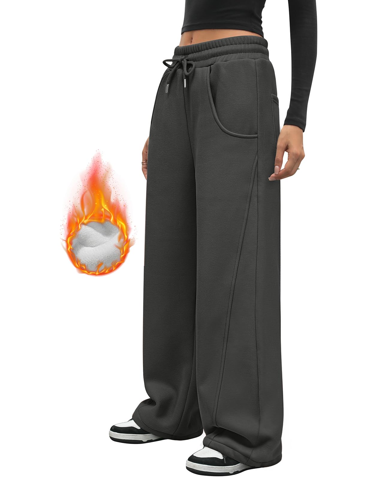 Voqeen Pantaloni Donna Invernali Casual Elastic Baggy Pantaloni Donna Larghi Y2K Pantaloni Sportivi con Tasche