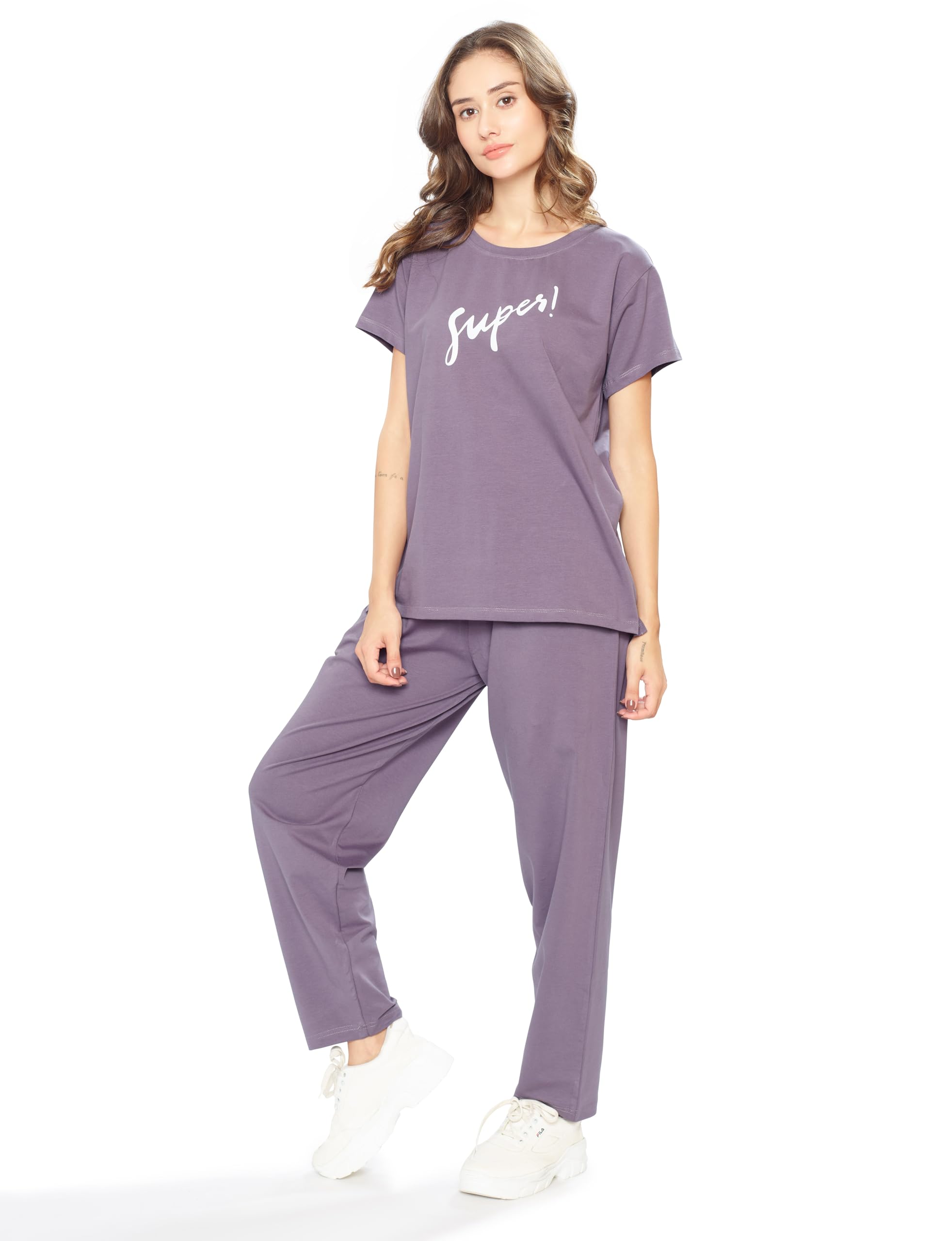 Printed Round Neck Half sleeves Co-ord set Tracksuit For Women