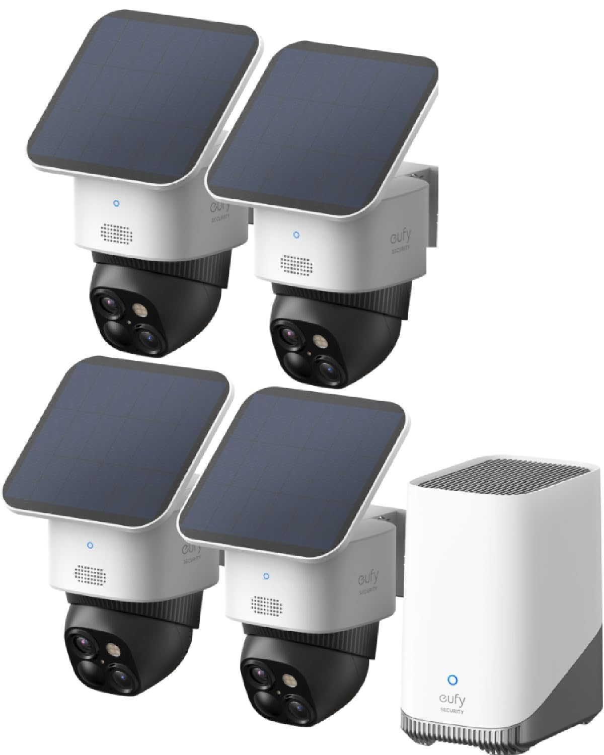eufyCam Kamera 4er-Pack, Überwachungskamera Außen, ohne Abo, 4-GHz-WLAN | 360°-Überwachung, HomeBase 3 kompatibel, Keine Toten Winkel