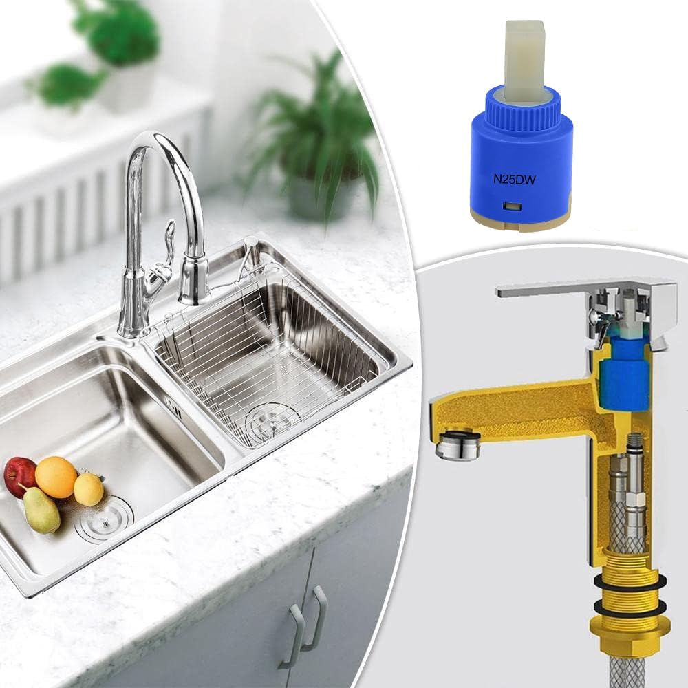 25mm Tap Cartridge Certification Ceramic Faucet Cartridge Mix Tap Inner Cartridge Replacement for Single Lever Tap Monobloc Bathroom or Kitchen Mixer Taps - Image 4