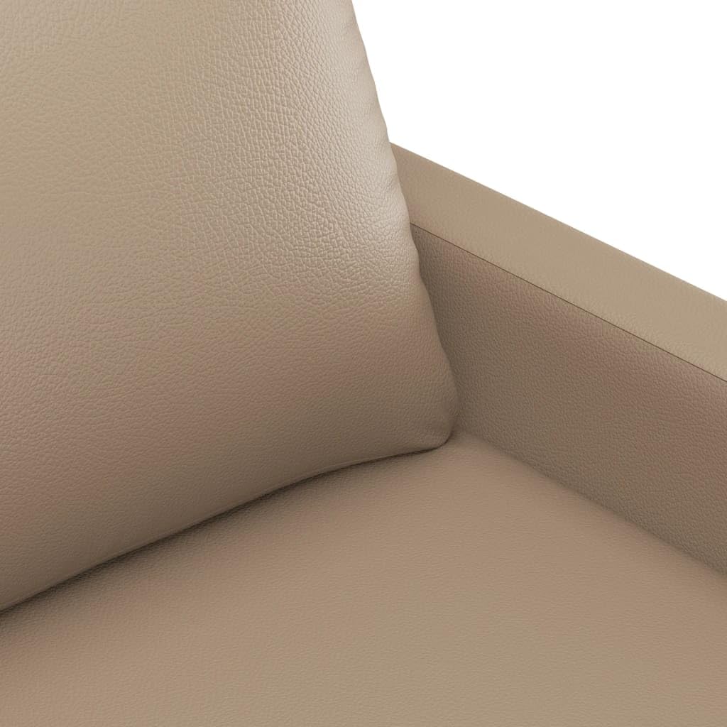 Juego de sofá de 3 piezas de 3 plazas, 2 plazas y taburete, de piel sintética, para salón, sofá moderno acolchado con estructura de metal y cojín, color marrón capuchino