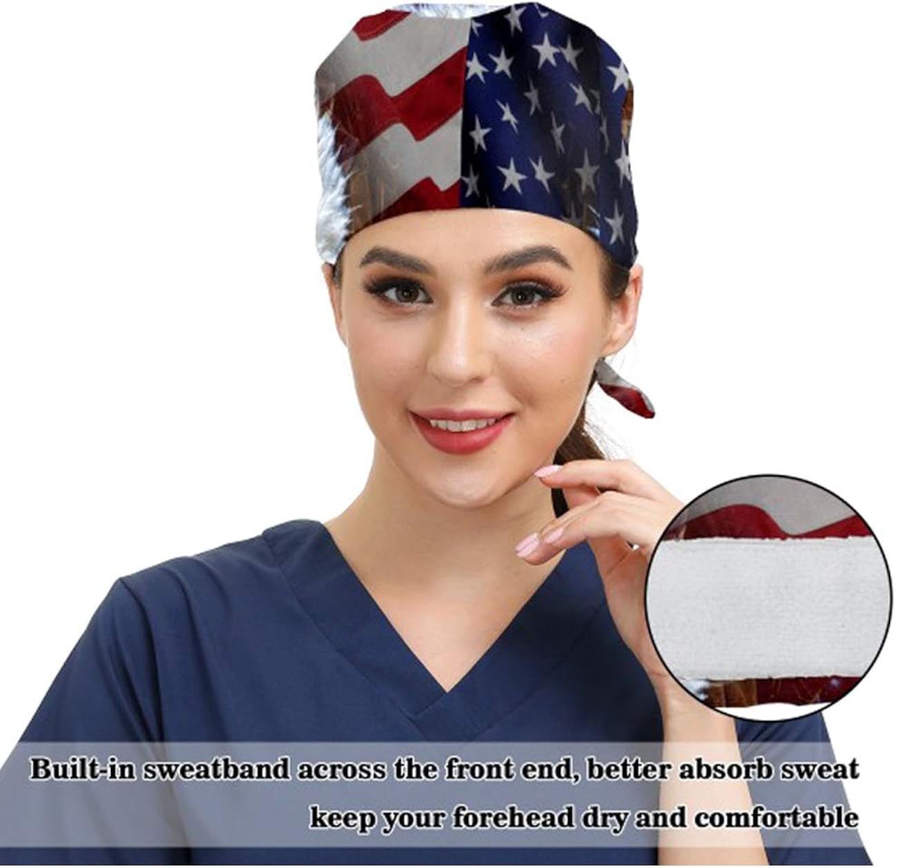 ZDZDY Fashion Working Caps with Buttons Adjustable Sweatband Tie Back Working Hats for Women Men(American Flag) at  Men’s Clothing store