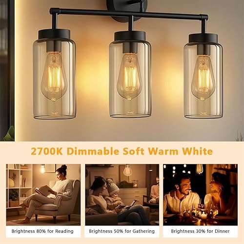 Miniatura 5 de DAYBETTER Bombillas LED Edison vintage equivalentes a 60 W, bombillas de filamento LED antiguas ST58, bombilla LED regulable con base media E26,