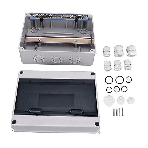 Caja de protección de distribución de ABS IP65, caja de distribución de disyuntor impermeable de 12 vías, caja de conexiones de distribución de riel