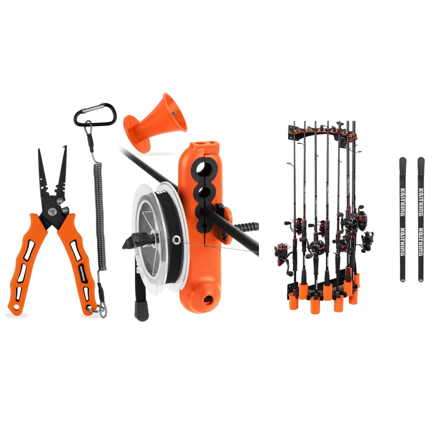 KastKing Fishing Line Spooler, Line Stripper & 7" Cutthroat Pliers, and V10 Rod Rack