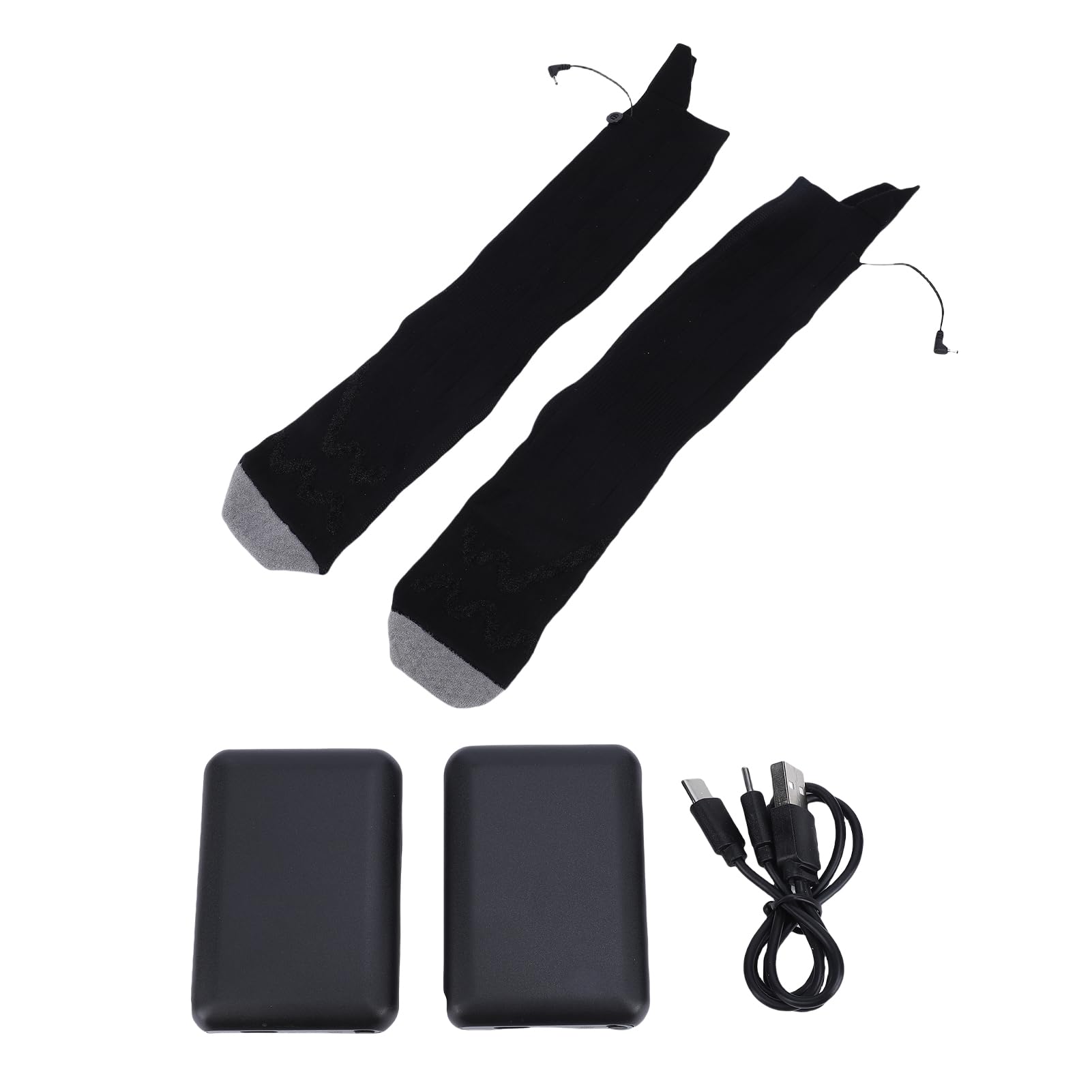 POENVFPO Chaussettes Chauffantes électriques, Chaussettes Thermiques Rechargeables avec 4 Niveaux de Chaleur pour Le Travail par Temps Froid, Le Ski et Les Activités de Plein Air