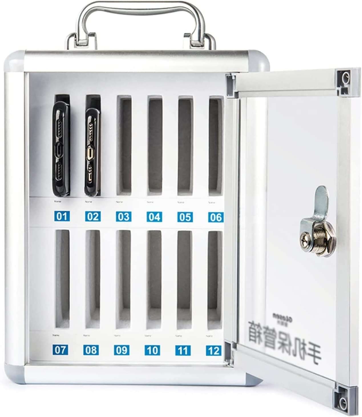 SHOPZILLA 12 Slot Mobile Phone Locker Box with Lock & Key | Portable & Wall-Mountable Aluminum Phone Storage Cabinet for School, Office, Exam Hall, Factory & Workplace-image-21