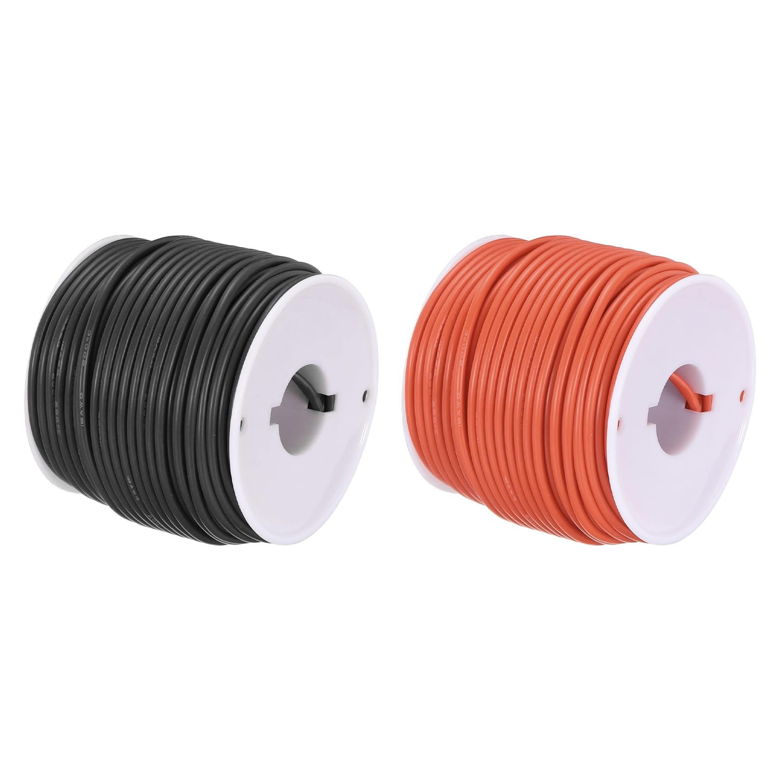 sourcing map 18AWG Elektrisch Draht 0,82mm² Batterie-Elektrokabel Leitungen 30m pro Rolle Litzendraht Kabel Verzinkt Kupferkabel Silikonkabel Jumper Wire für DIY Modelle Anschluss, Schwarz/Rot