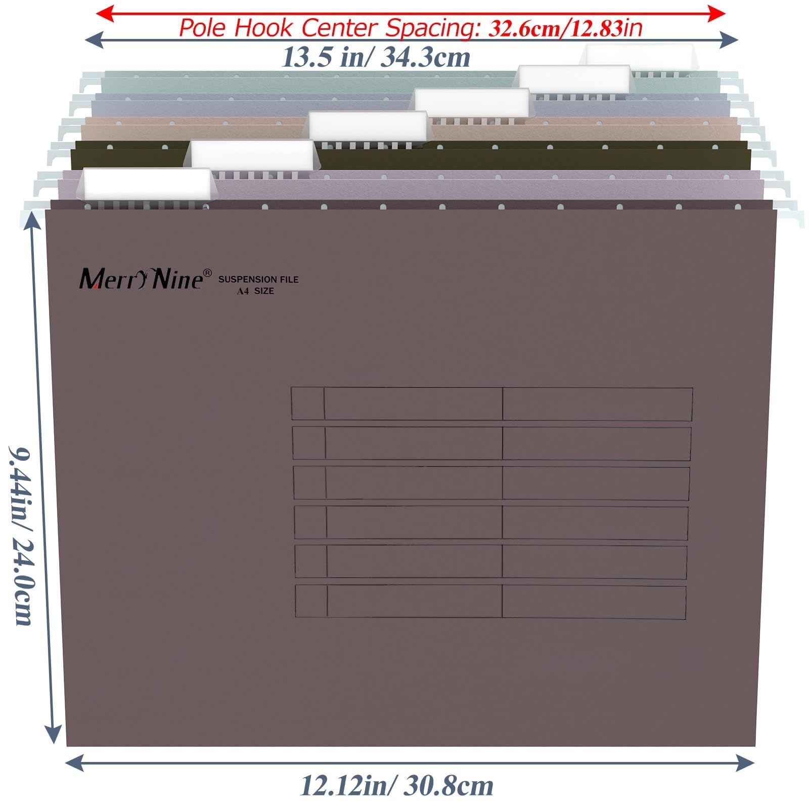 MerryNine A4-Hängemappen, 24 Stück, Aktenschrank, Hängemappen mit Registern und Karteneinsätzen, für Schule, Zuhause, Arbeit, Büro, Organisation (MixedColor6, A4)