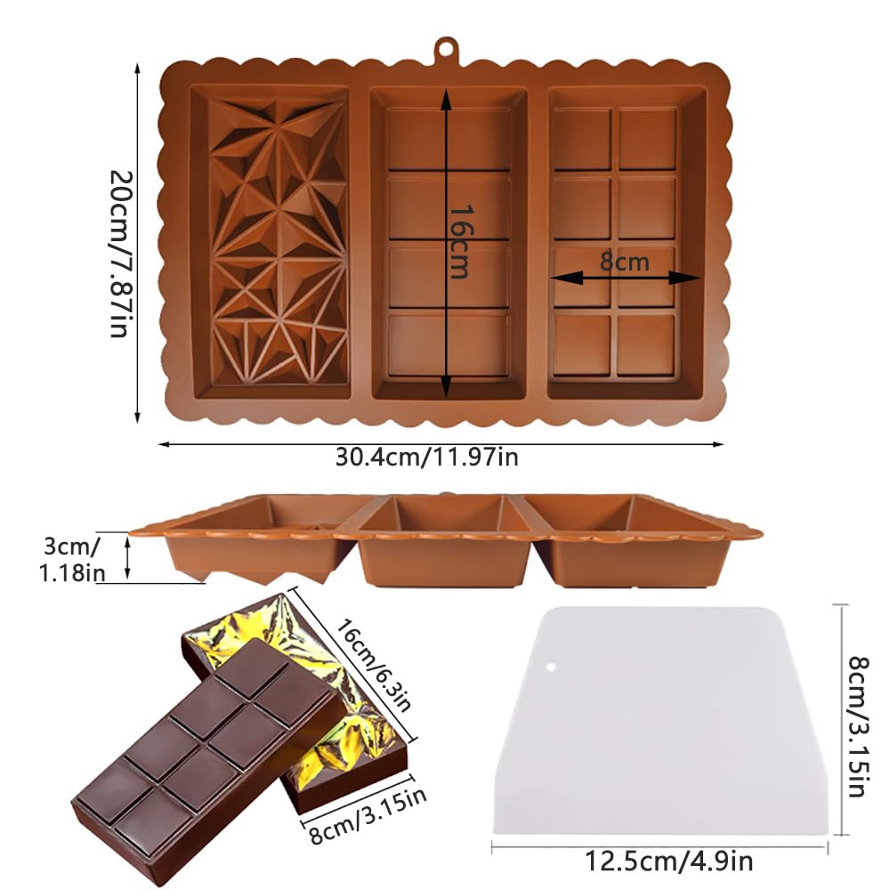 XIKAYA Stampo Torrone, Stampo Per Cioccolato Profondo, Stampo Silicone Cioccolato, Con Spatola E Sacchetto, Per Cioccolato, Torta, Gelatina (forma Di