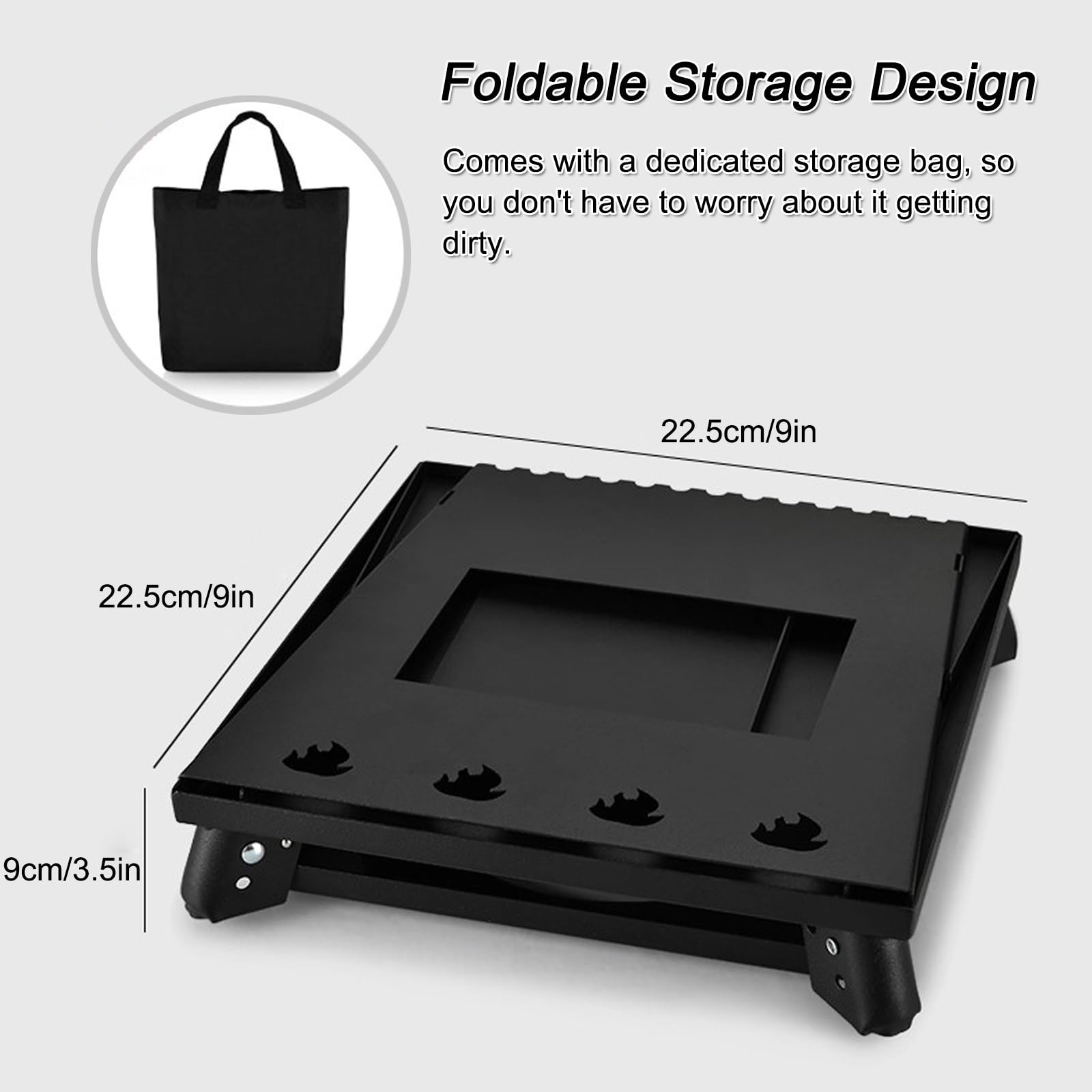 Stufa a Legna Portatile, Stufe a Legna da Campeggio per Esterni con Gambe Pieghevoli e Borsa per Il Trasporto, Ideale per Escursioni, Picnic e Barbecue(22cm/9in)
