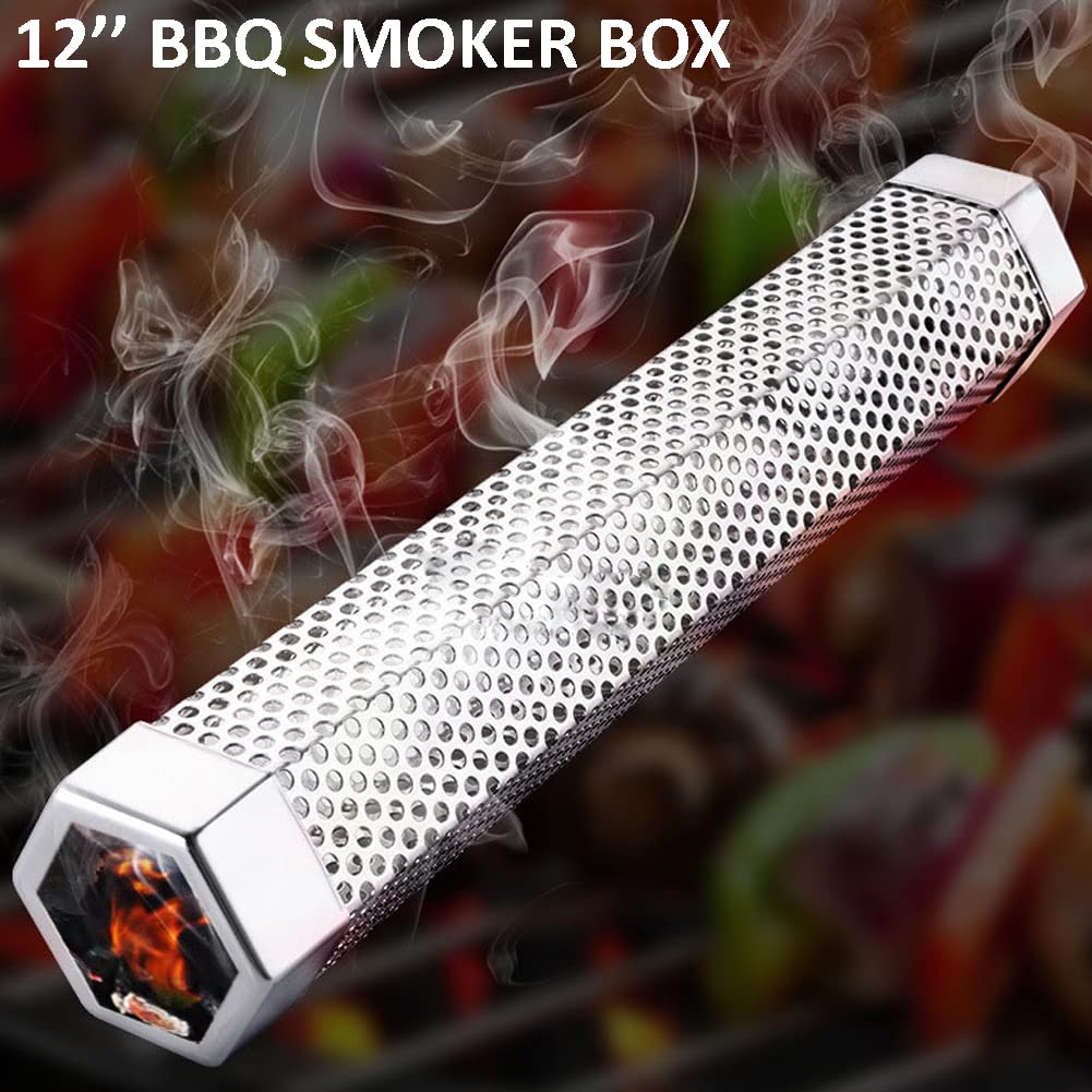 12IN Premium BBQ Rauchrohr für Pellet Grill 5 Stunden schwebenden Rauch, Edelstahl Pellet Raucher Rohr für alle Grill oder Raucher, heißes oder kaltes Rauchen