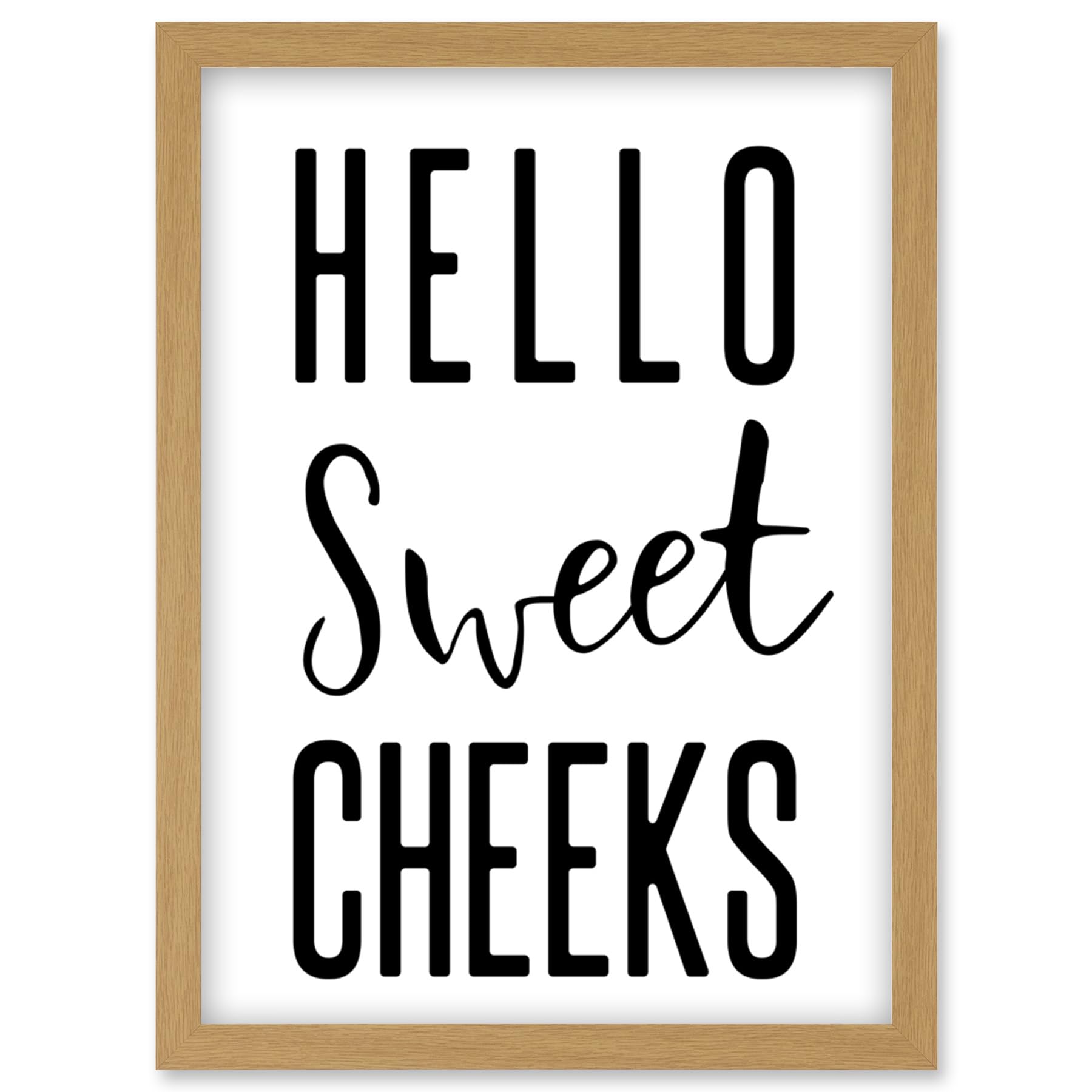 Funny Bathroom Wall Art Hello Sweet Cheeks Cheeky Toilet Sign Artwork Framed Wall Art Print A4