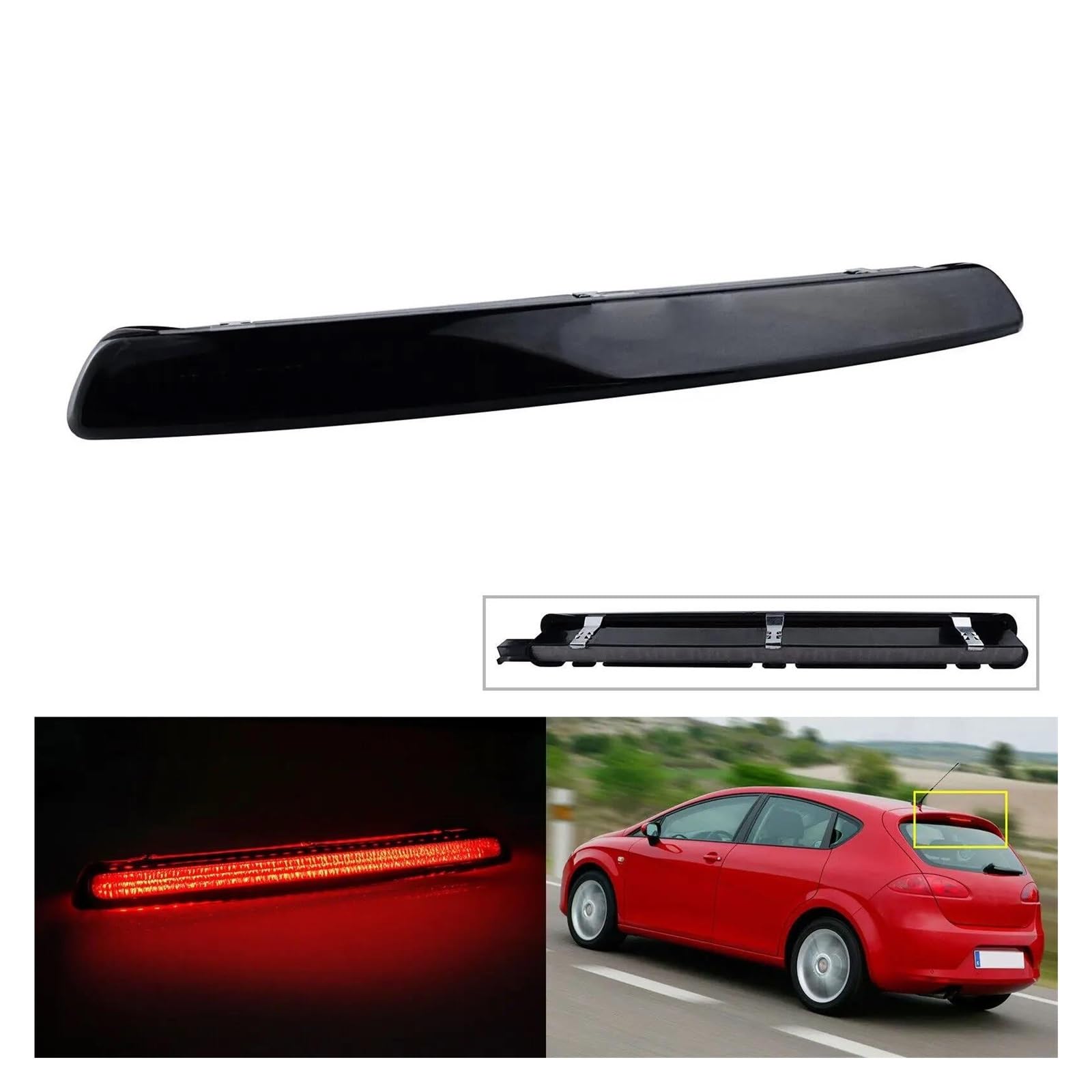 Tercera Luz Freno Trasera Para SEAT Para Ibiza MK4 Para Leon MK2 LCI lente negra LED trasera alto nivel tercera luz freno