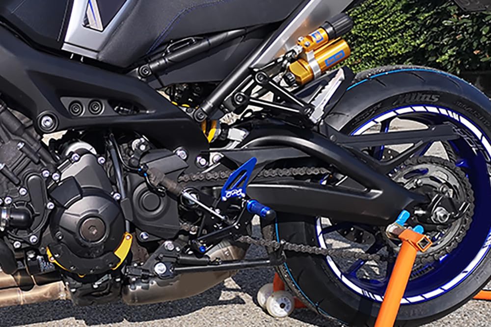 avdb-moto Supporto Pedane Arretrate Regolabili Compatibile con TRIUMPH DAYTONA 675 H67 2013-2017, STREET TRIPLE 675 L67LR 2013-2017, R RX 675 L67LR 2013-17, Daytona 675 R H67 2013-17 Racing AVDB (Blu)