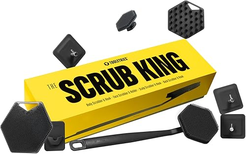 TOOLETRIES The Scrub King - Juego de exfoliante corporal y facial de silicona para hombre, limpiador de espalda para ducha, fregadores corporales,