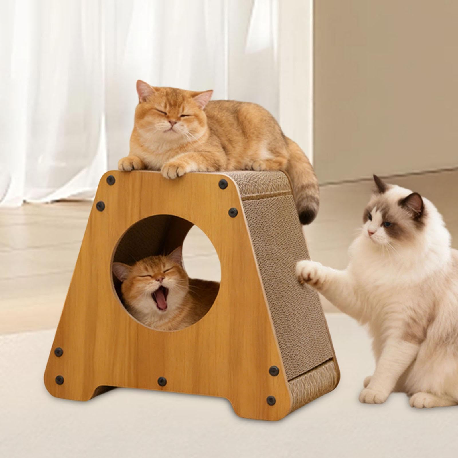 Tiragraffi per Gatti Letto Lounge Cartone MDF Protezione Mobili Base Spessa Zona Relax Adatto a Interni Animali Domestici Riposo Sosta, Nido di Buchi
