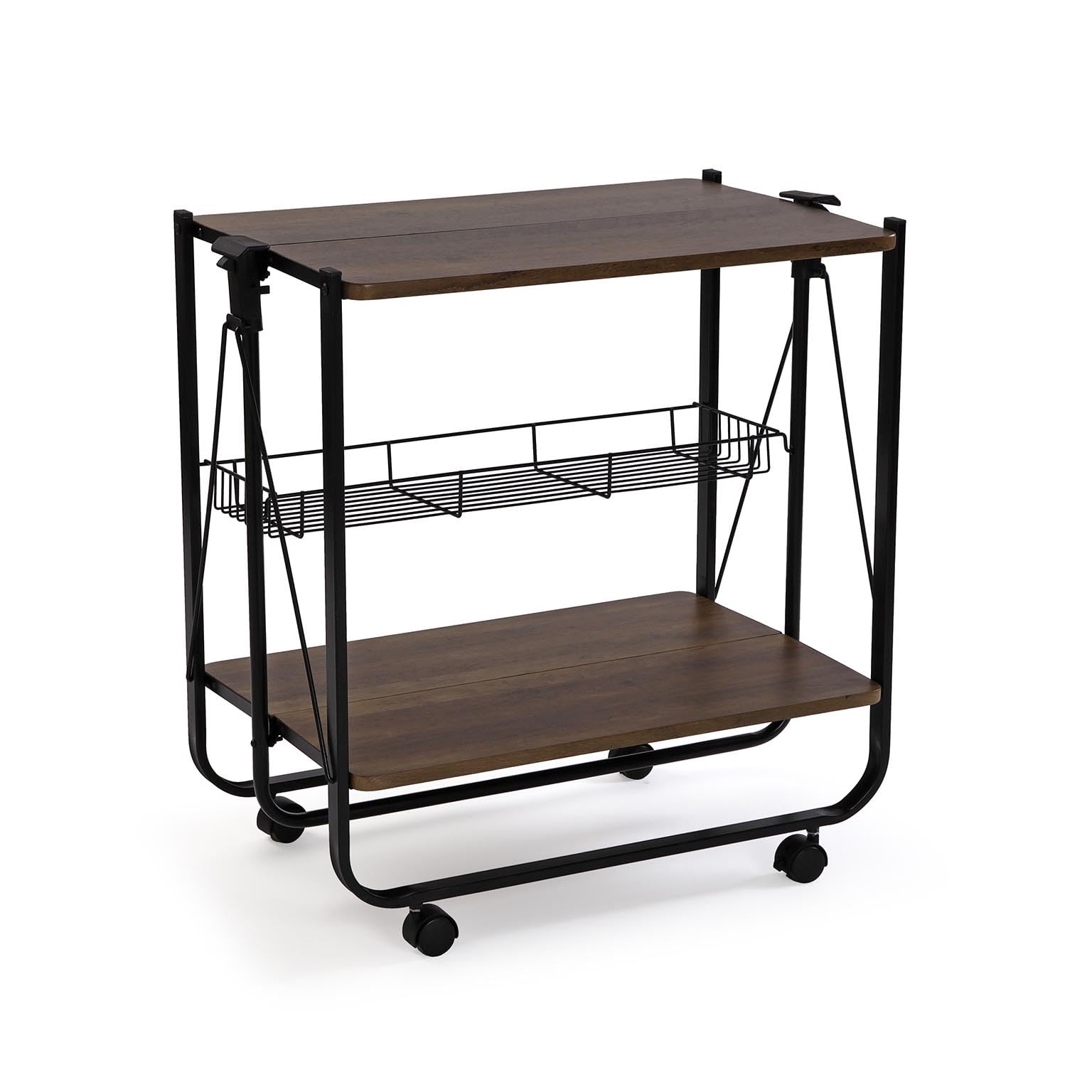 VERSA Carrello da Cucina Versatile Style, Misure (A x L x L) 70 x 40,0 x 68,0 cm, Legno MDF, Metallo Nero