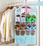 Pindia 16 Pockets Clear Over Door Hanging Storage Bag Shoe Rack Hanger Storage – Random Color