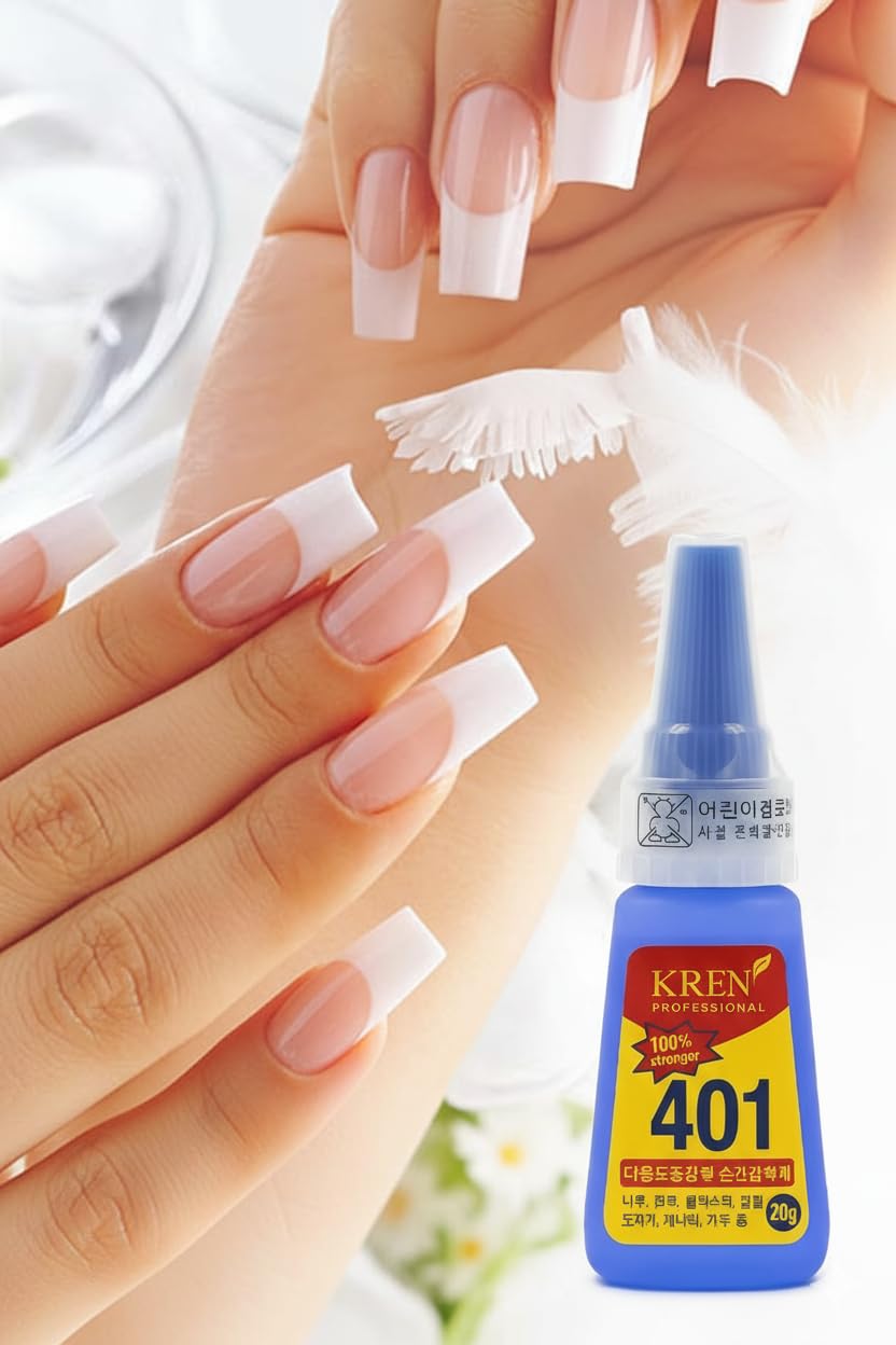 Kreni Nail Glue - Super Glue Stronger For Artificial Or Fake Nails,Nail Art 20g - Bottle 401 Rapid Fix Handmade Adhesive Quick Dry (clear, pack of 1)