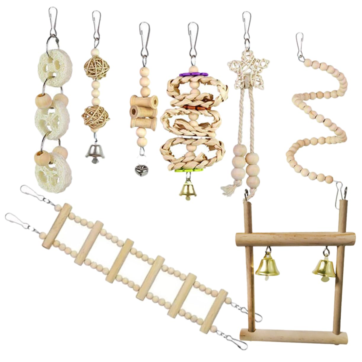Yardwe 2juegos Juguete para Aves Escalera De Madera para Periquitos para Masticar y Entrenamiento para Ejercicio y Desarrollo De Habilidades