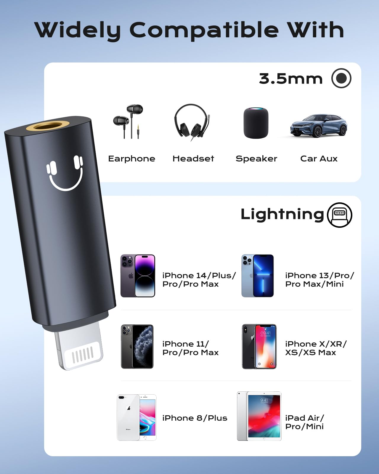 MoKo Adattatore Audio da Lightning a 3,5 mm (Solo Riproduzione Musicale)