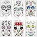 Day of the Dead Sugar Skull Tattoos Halloween Face Tattoos Makeup Stickers Halloween Temporary Tattoos for Women Men Adult Kids Skeleton Mask Tattoo Halloween Party Favor Supplies (6 Sheets)