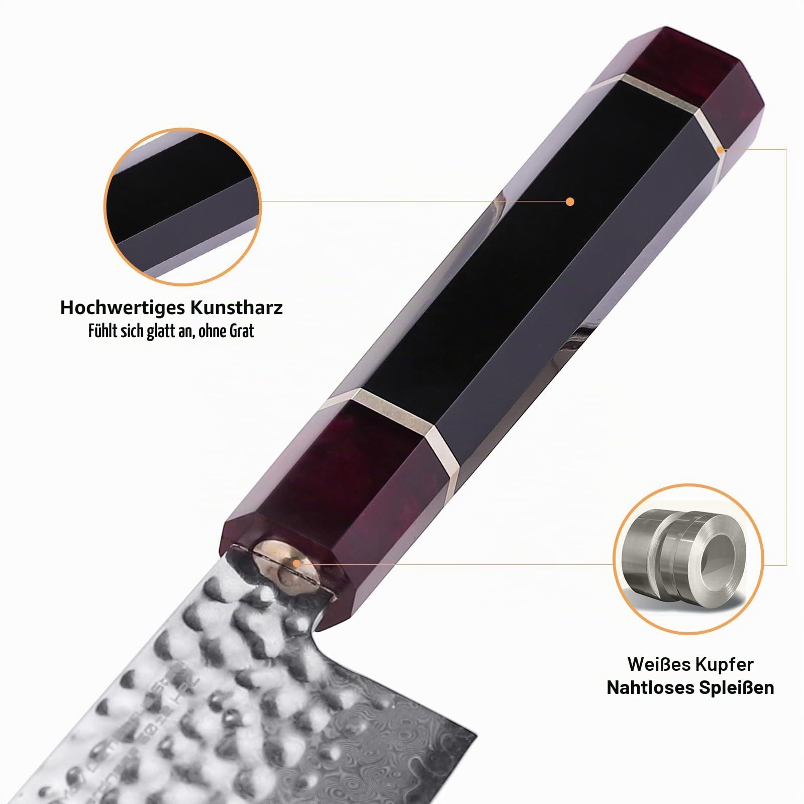 FINDKING Brisket Messer 30cm Damast Fleischmesser mit ABS Scheide Eternity | 9Cr18MoV Damaststahl, Harzgriff achteckig, Eternity Serie, BBQ Messer, Tranchieren, Fleisch schneiden, Grill