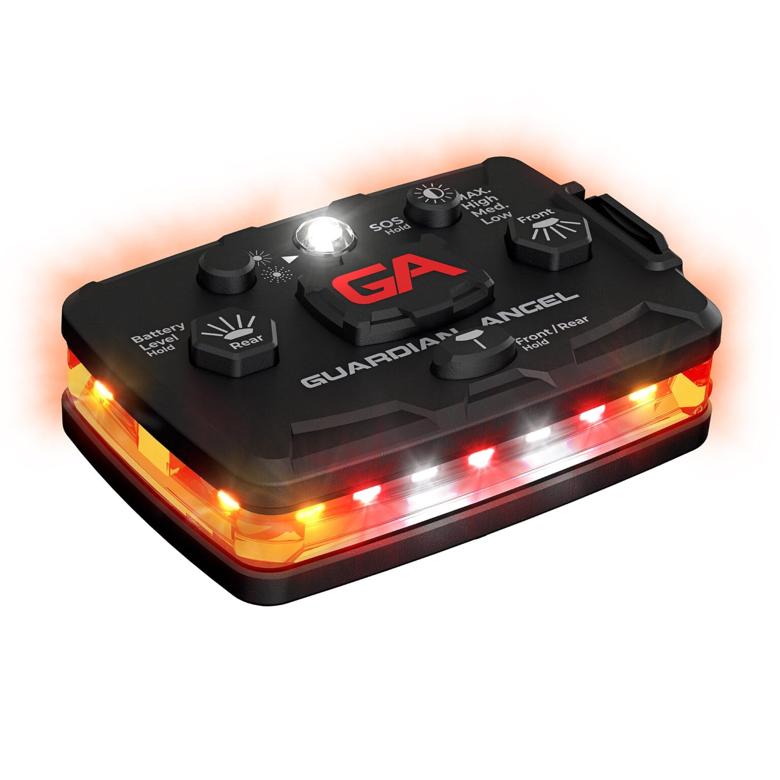 Guardian Angel Elite Safety Light - Orange/White/Red Front &amp; Orange Rear | Beacon Device. Rechargeable, magnetic, hands-free wearable &amp; mountable. For Construction, Roadside, Utility, Towing &amp; More.