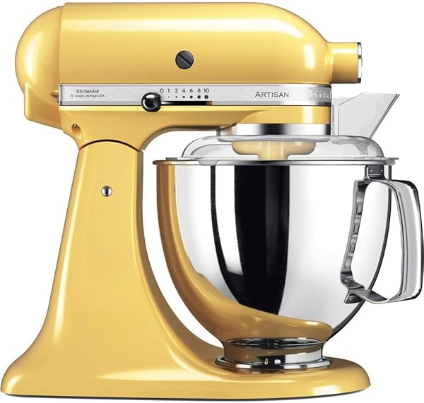 KitchenAid Robot Pâtissier - Artisan - Robot cuisine multifonctions à tête inclinable - Batteur avec 5 accessoires et 2 bols inox de 4,8 et 3 L - Jaune pastel - 1