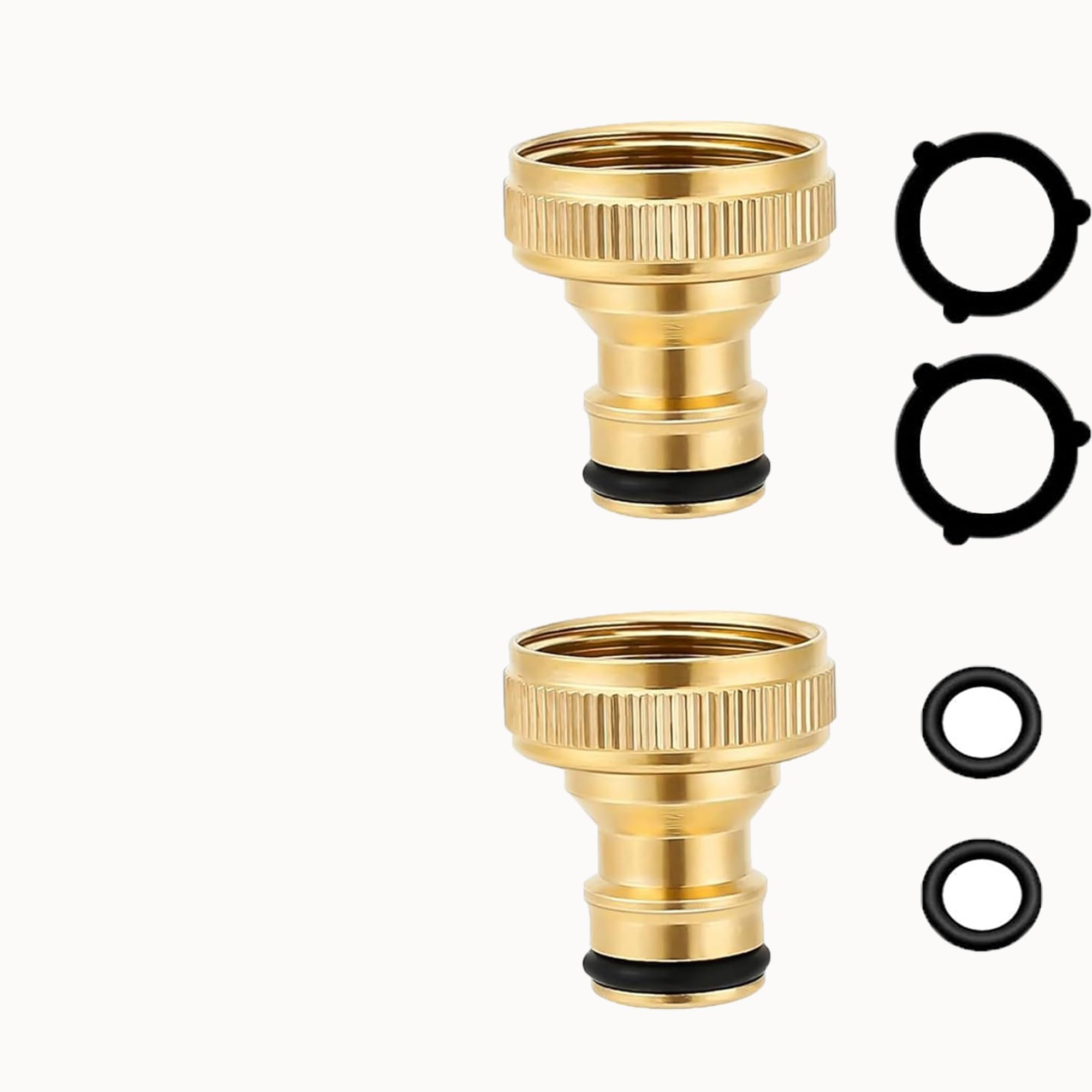 FortiTooi 2 Pack 3/4 Inch Brass Garden Hose Tap Connector, Female Threaded Quick Coupling Adapter for Outdoor Faucet, Heavy-Duty Water Hose Fittings for Home Garden Irrigation & Spray Gun Connections