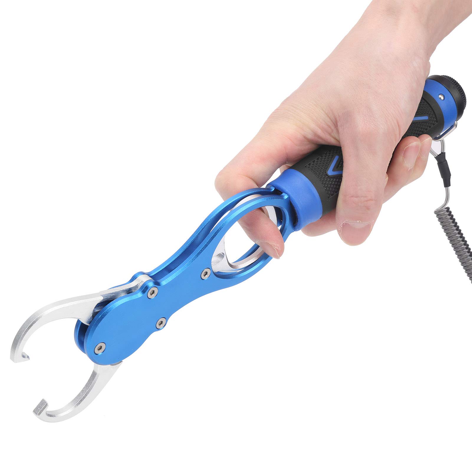 VGEBY Pince à Lèvre de Pêche, Contrôleur de Poisson en Alliage D'aluminium avec Balance Outil de Poignée de Lèvre de Pêche de Pesage Portable(Bleu)