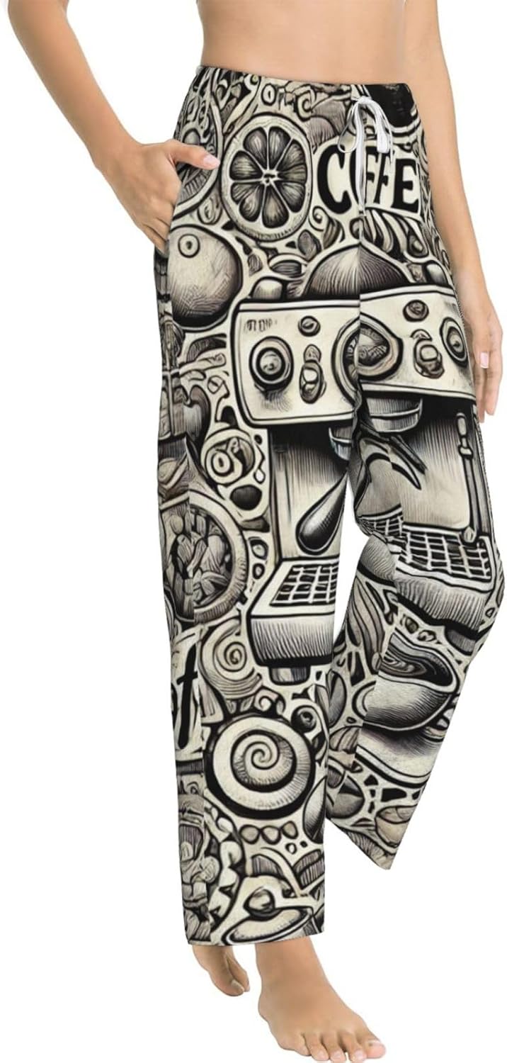 Women'S Coffee-Moment Fleece Pajama Pants, Cozy Flannel Lounge Bottoms For Women