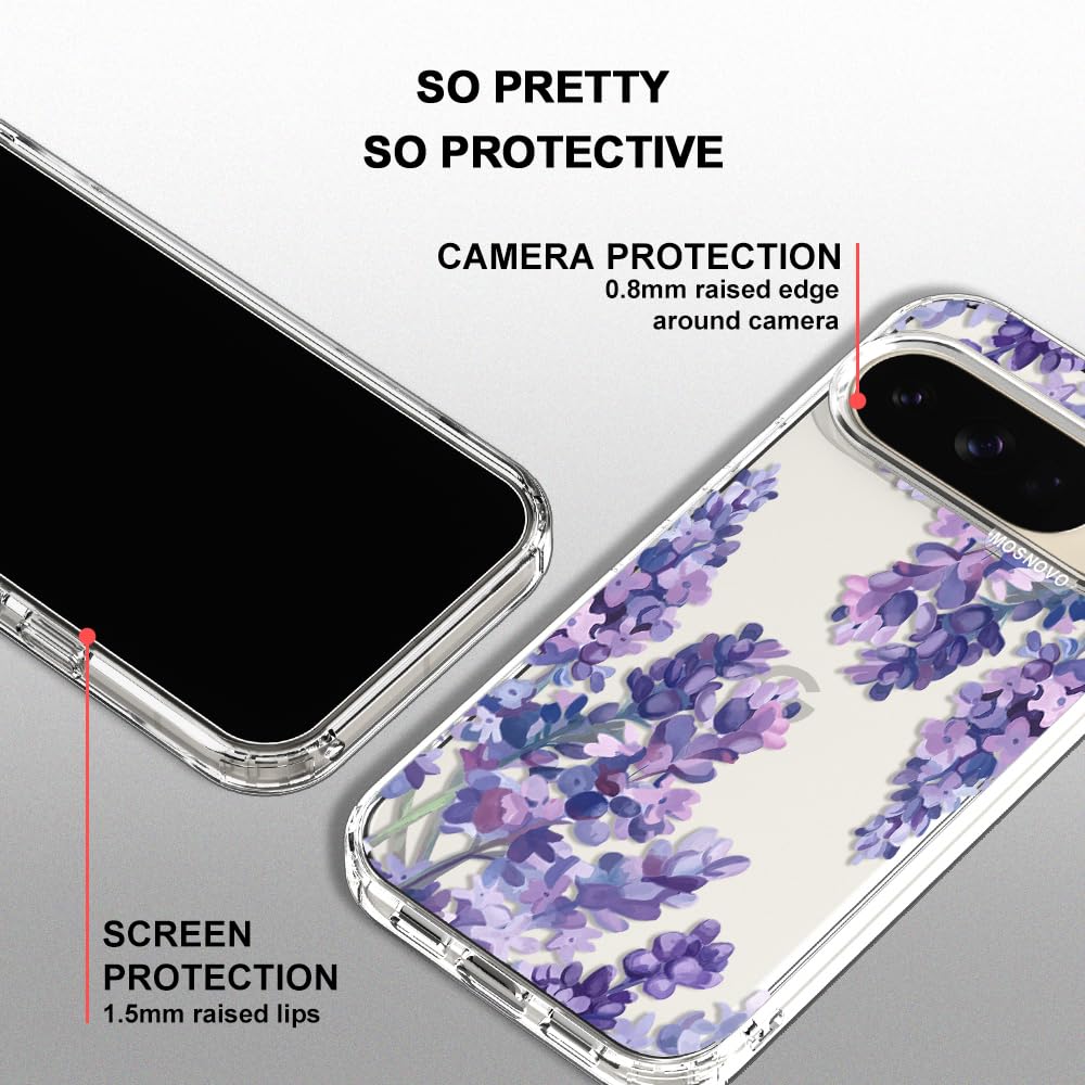 MOSNOVO Case for Google Pixel 10 & Pixel 10 Pro, [Buffertech 6.6ft Military-Grade Drop Protection] [Anti Peel Off Tech] Clear TPU Bumper Phone Case Cover Design - Cute Cherry — view 350